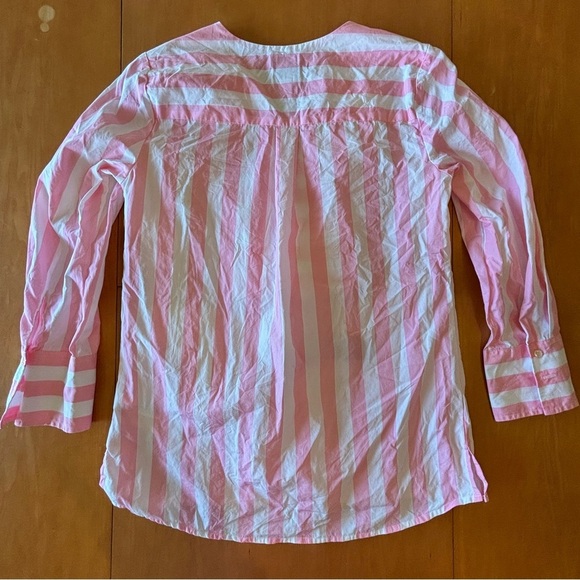 Thomas Mason for J Crew XS Preppy pink and white stripe pop over shirt top - Picture 8 of 8